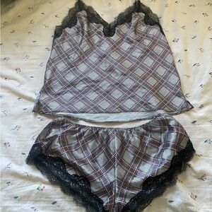 Victoria’s Secret Plaid Lace Trim Sleepwear Set
